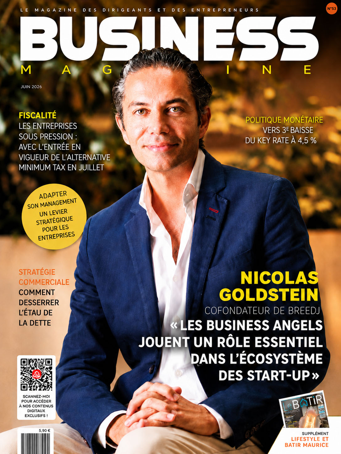 Nicolas Goldstein en couverture du n°53 de Business Magazine – Juin 2026